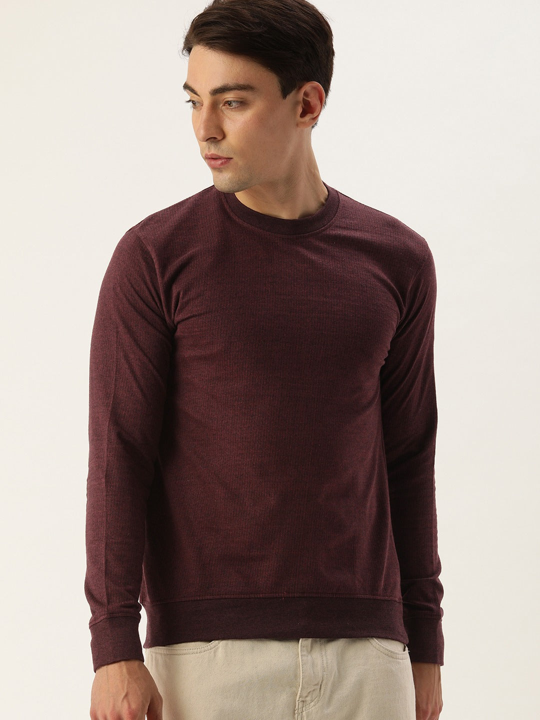 Men Blackwine Solid Sweatshirt