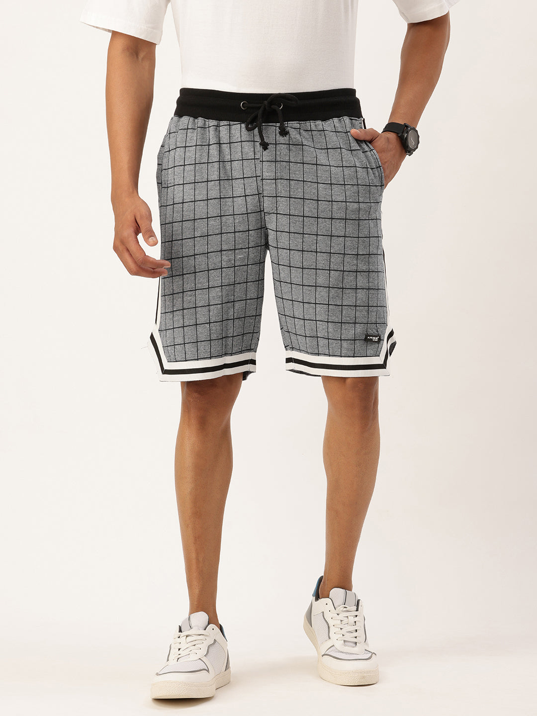 Men Navychk Casual Terry Ribbon Shorts