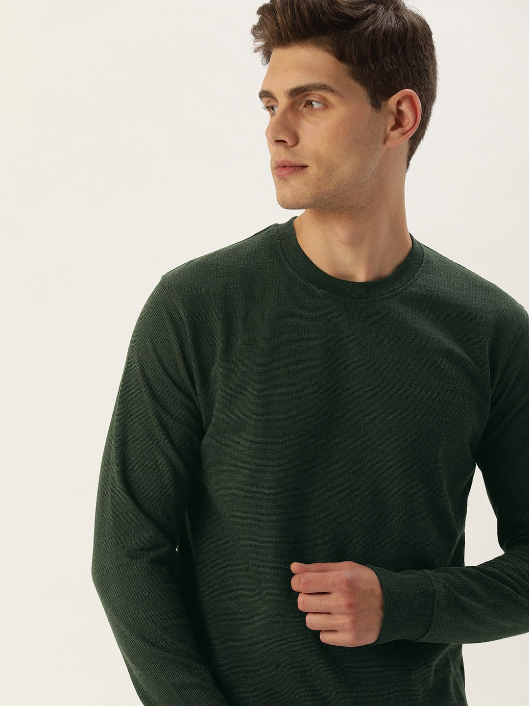 Men Oliveblack Solid Sweatshirt