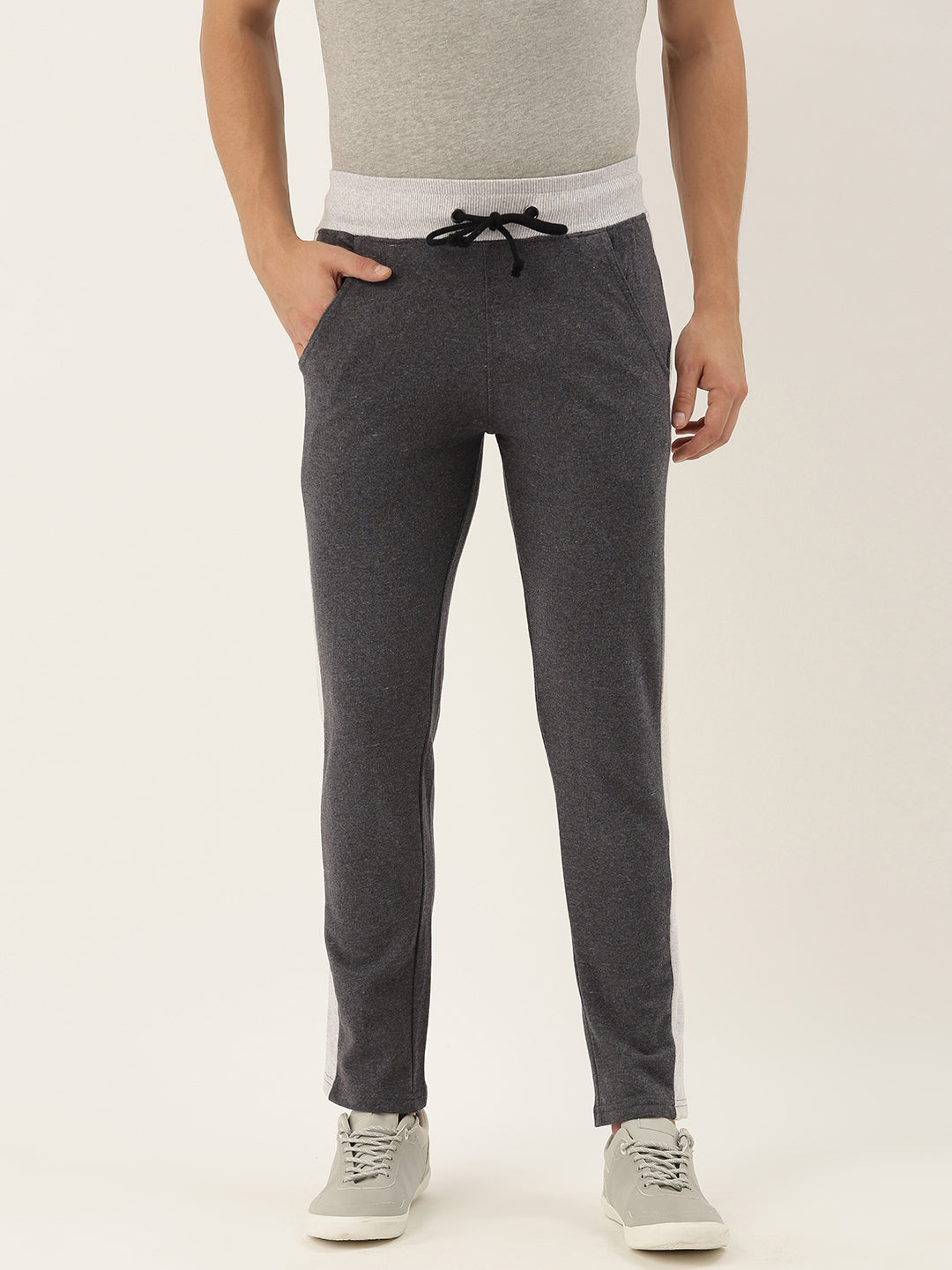 Men Melange Solid Side panel Track Pants