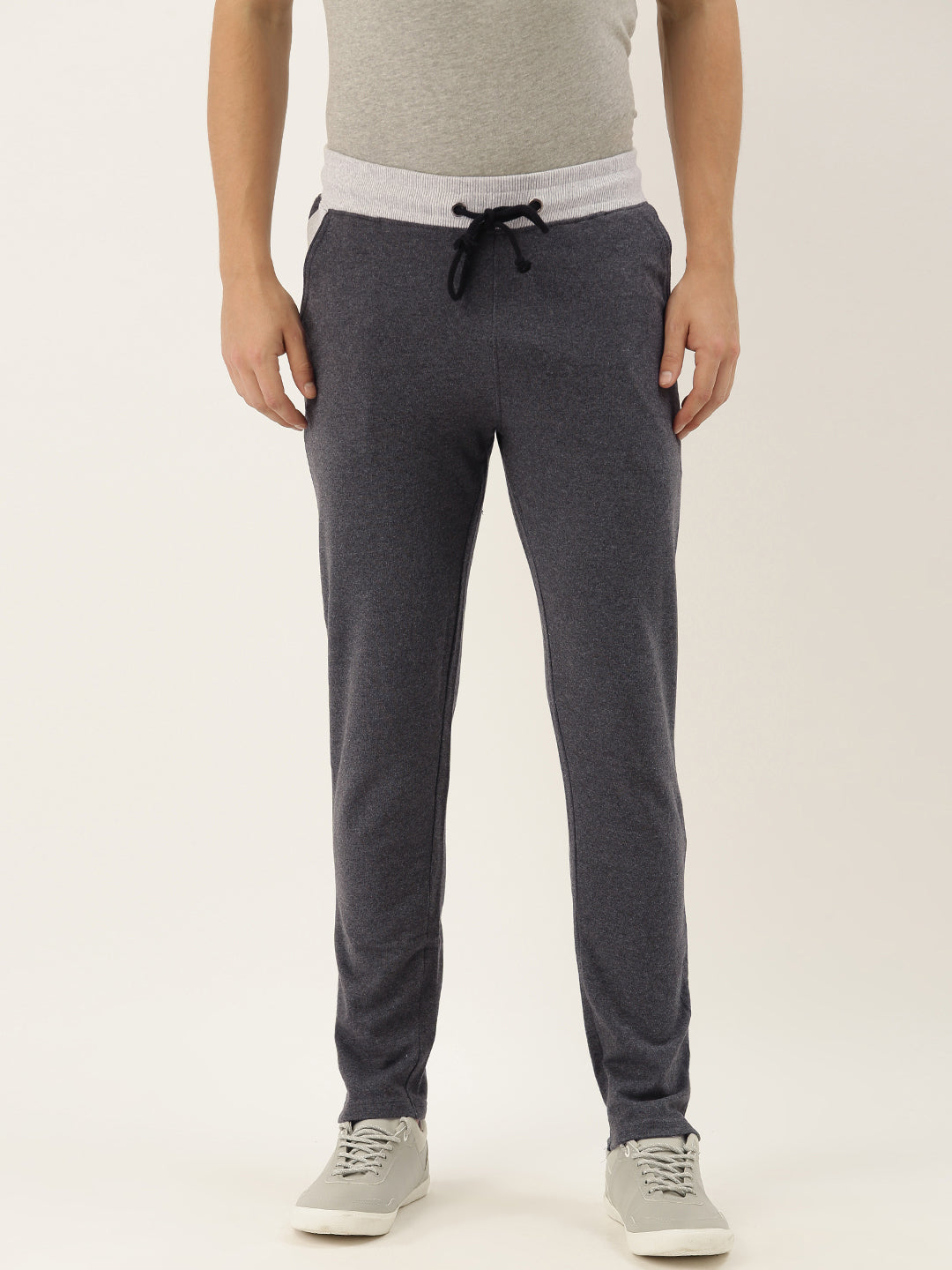 Men Melange Solid Track Pants