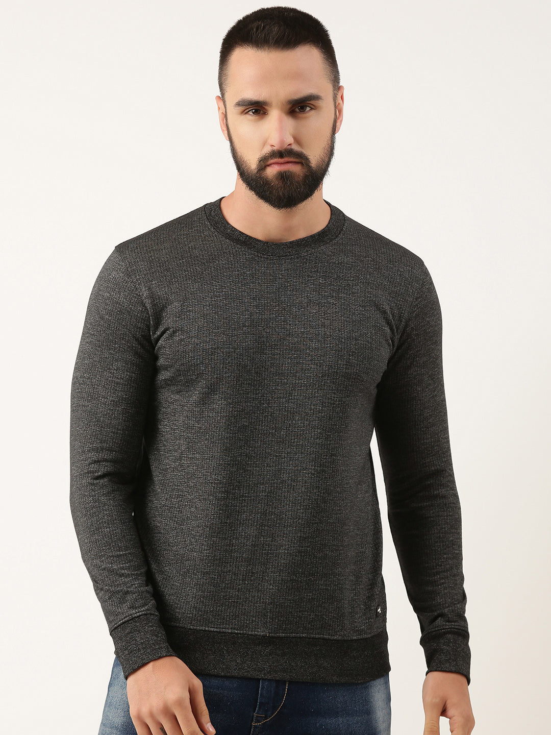 Men Black Solid Sweatshirt