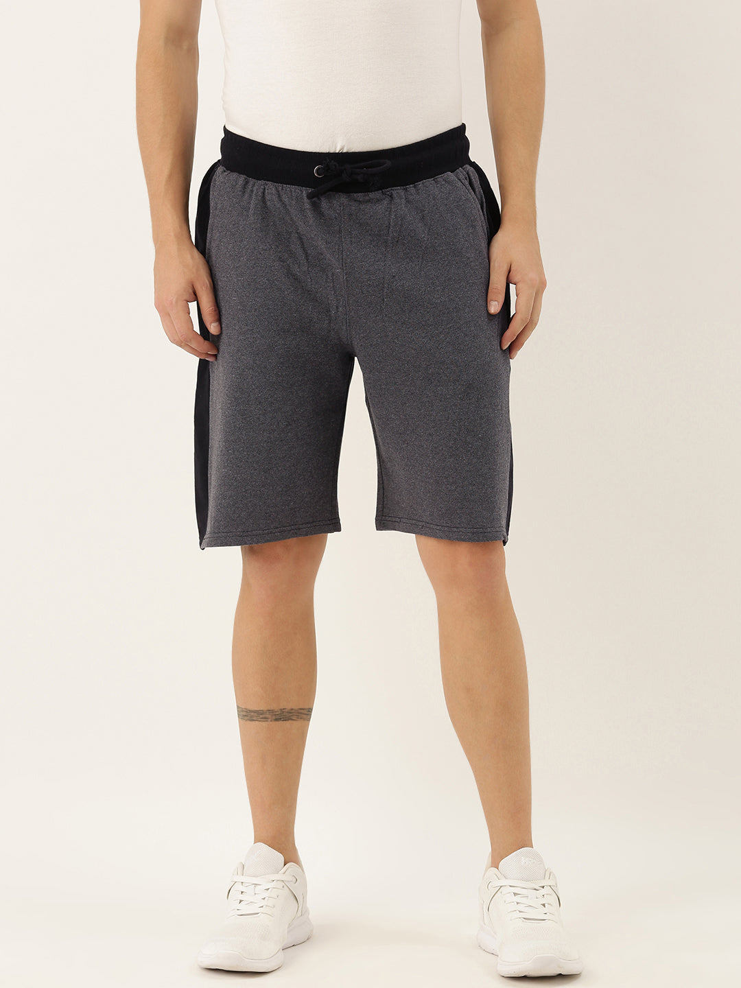 Men Melange Casual Terry Side Panel Shorts