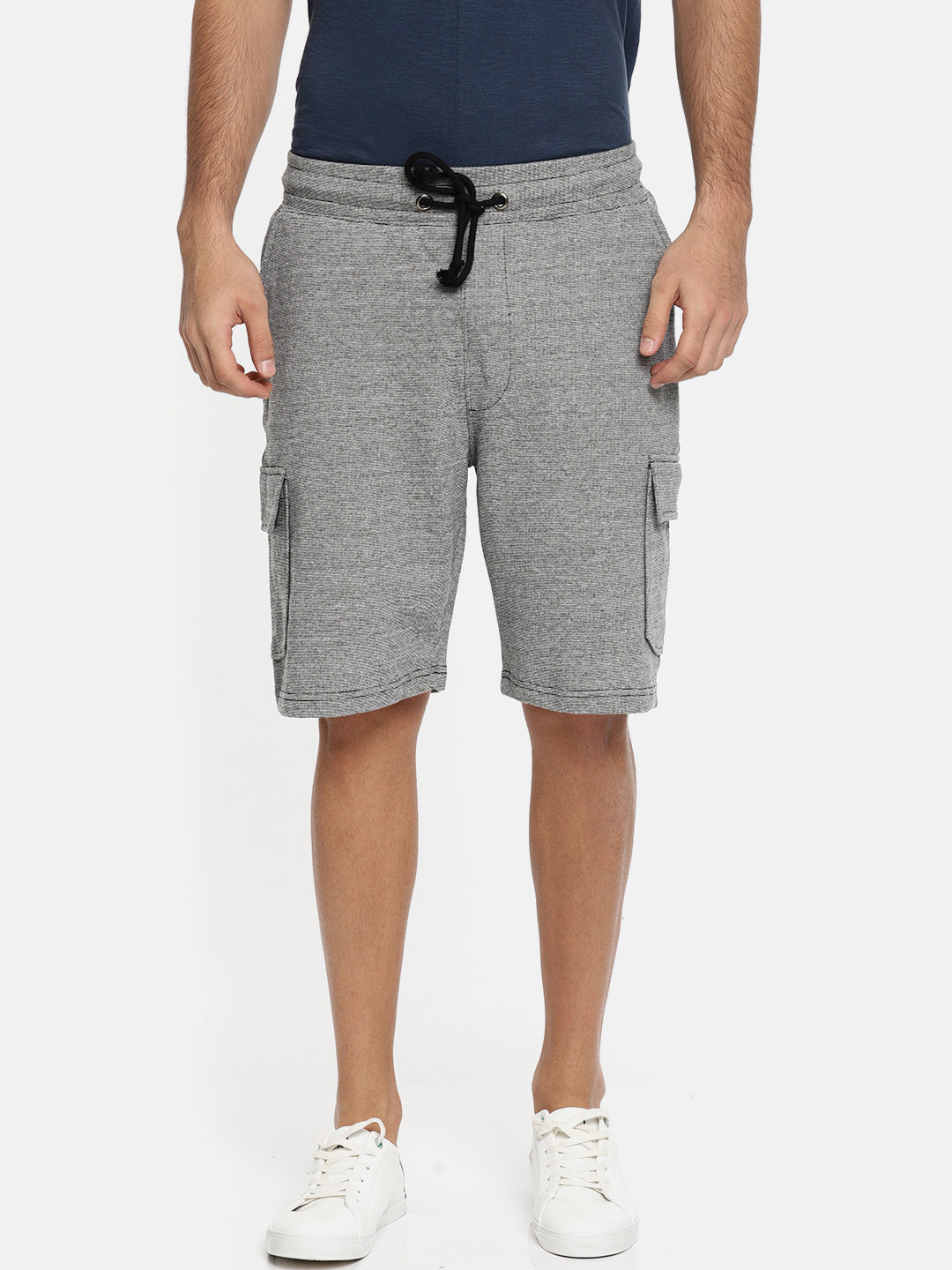 Men Whitebalck Casual Terry Cargo Shorts