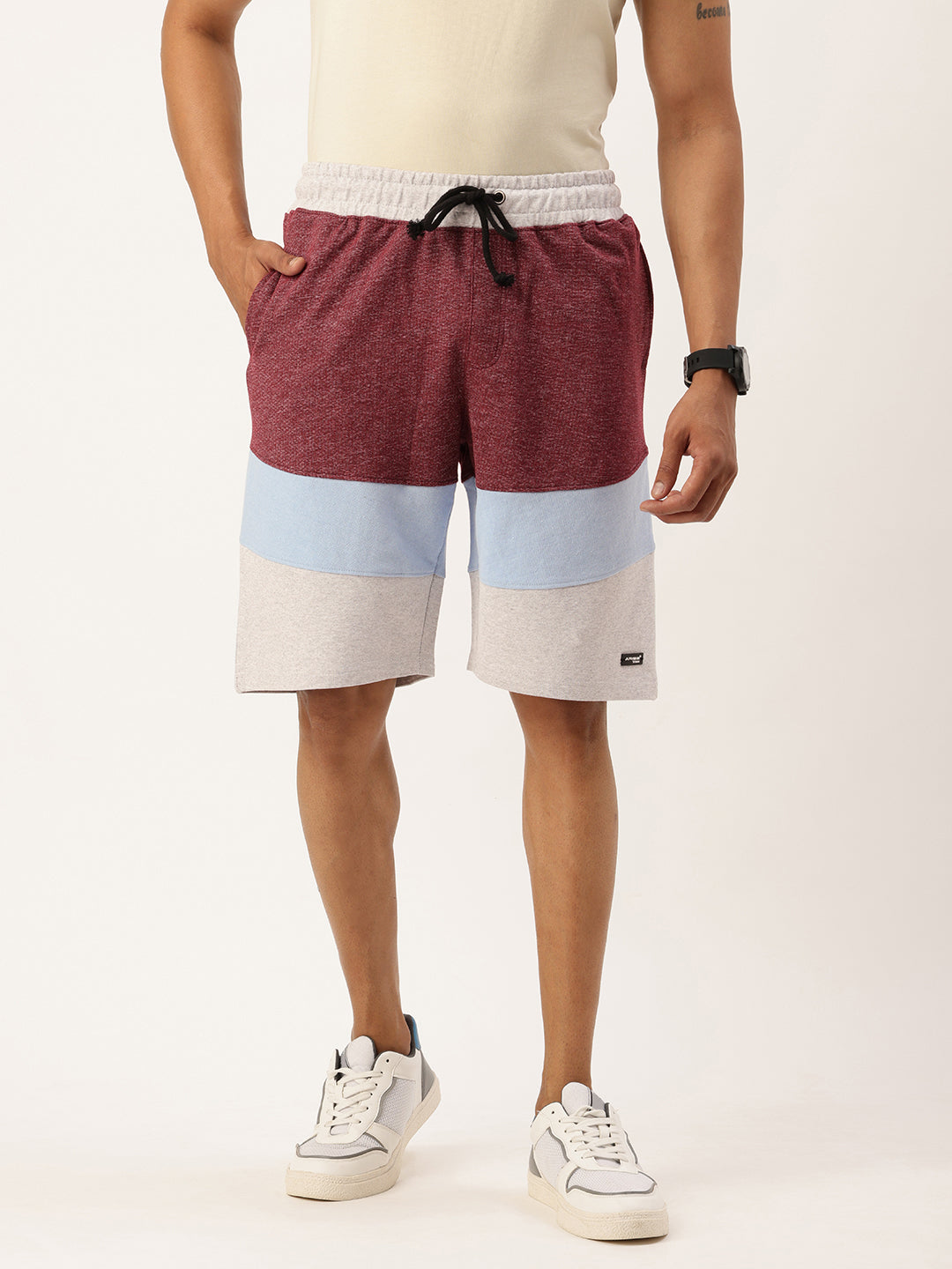 Men Winestu Casual Terry Cut & Sew Shorts