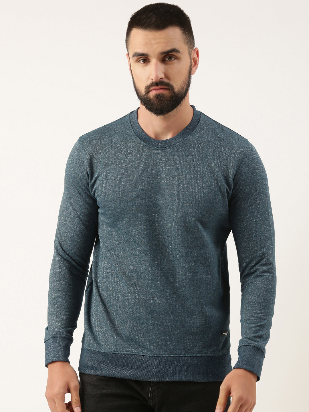 Men Teal Solid Sweatshirt