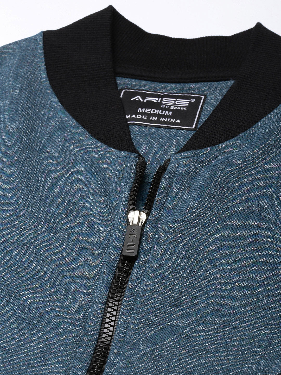 Men Teal Cut & Sew Zipper Sweatshirt