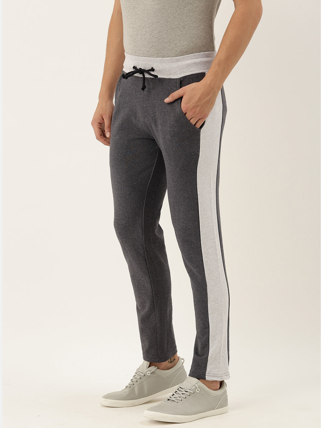 Men Melange Solid Side panel Track Pants