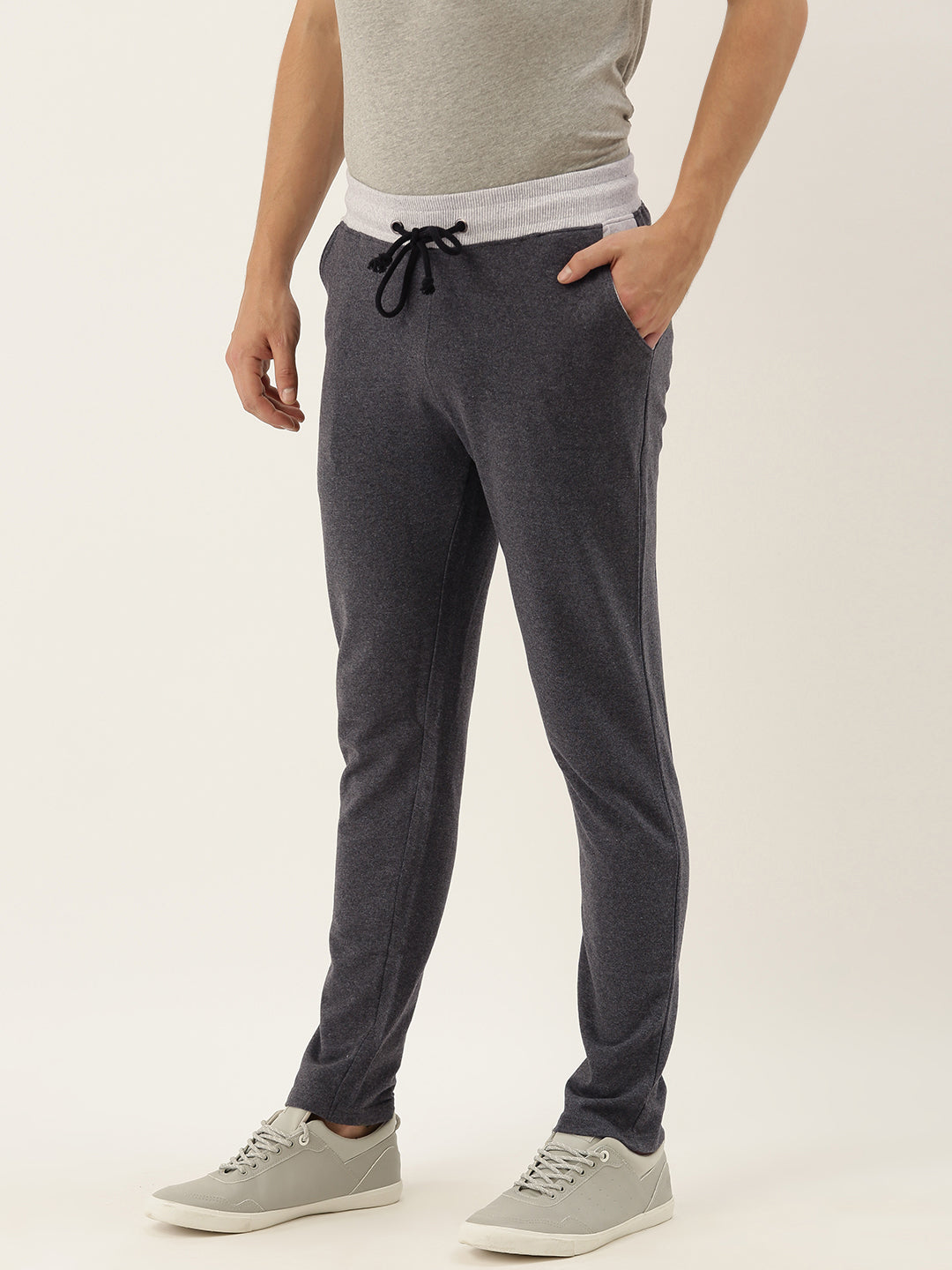 Men Melange Solid Track Pants