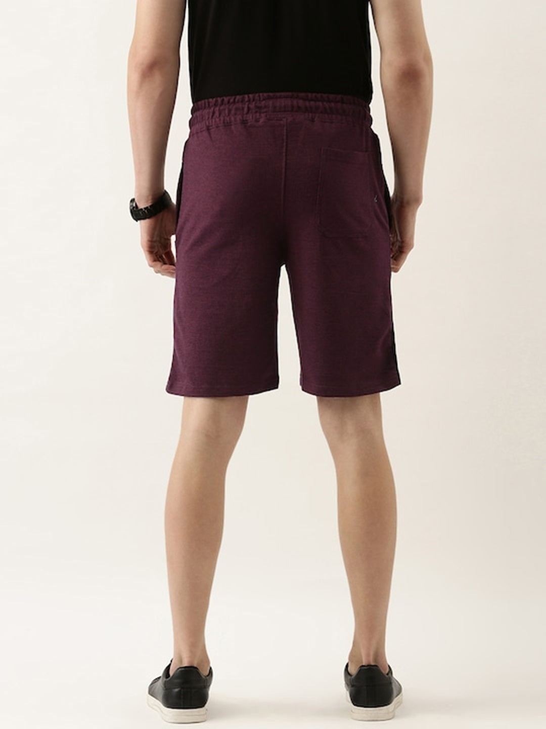 Men Blackwine Casual Terry Colourblocked Shorts