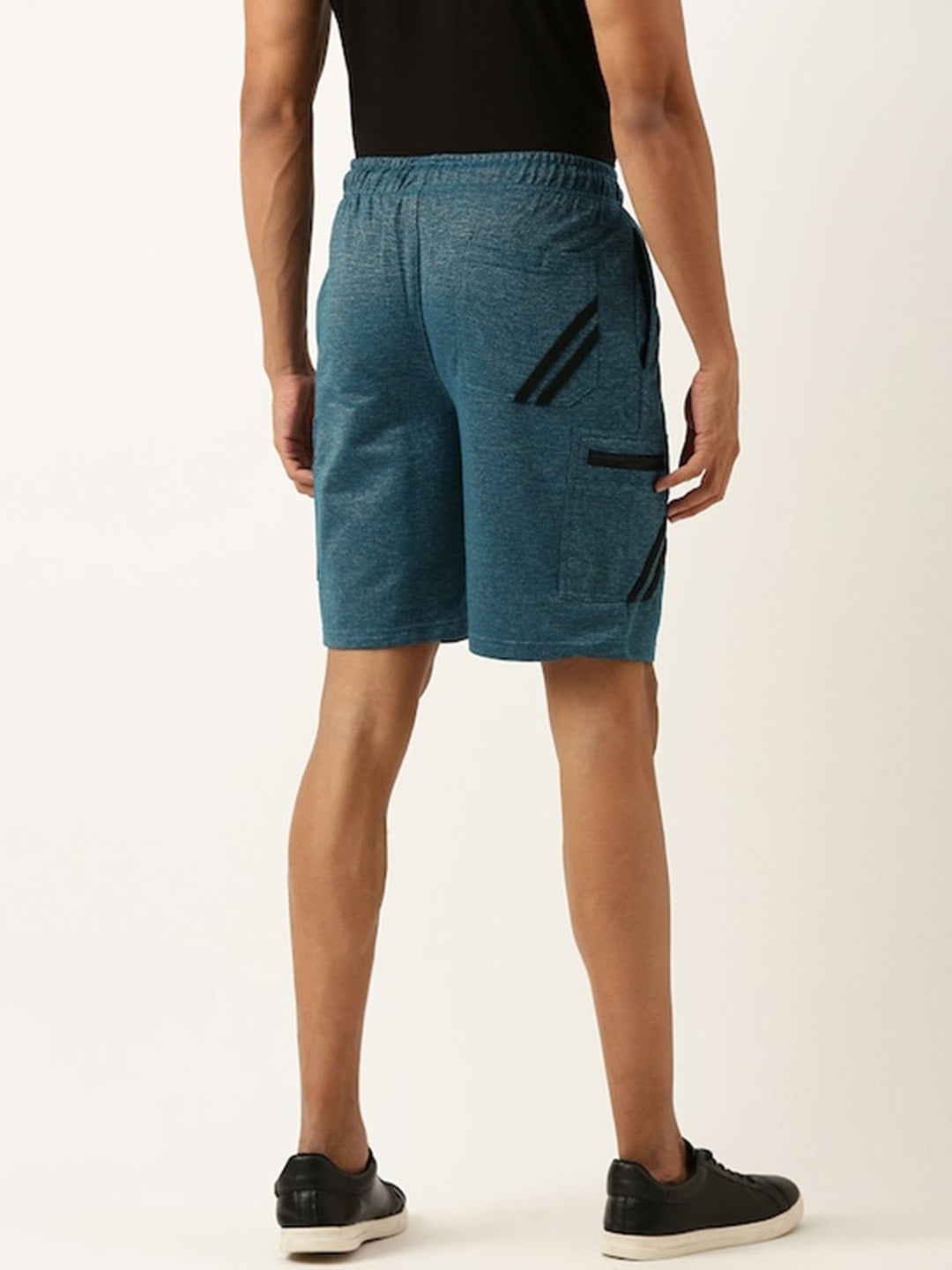 Men Teal Casual Terry Cargo Shorts