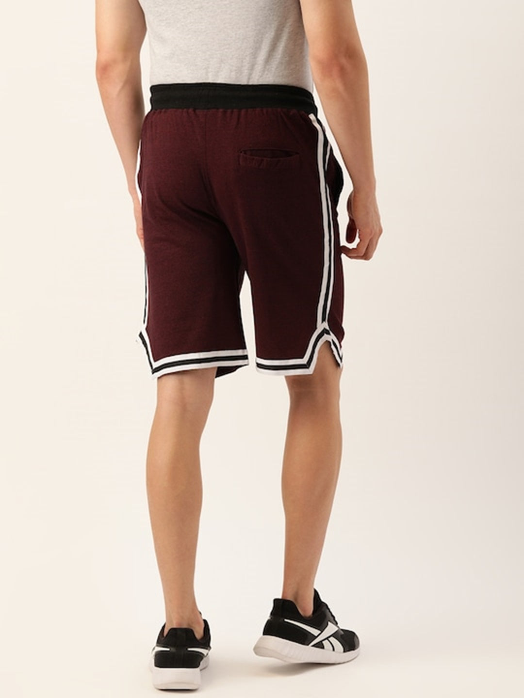 Men Blackwine Casual Terry Ribbon Shorts