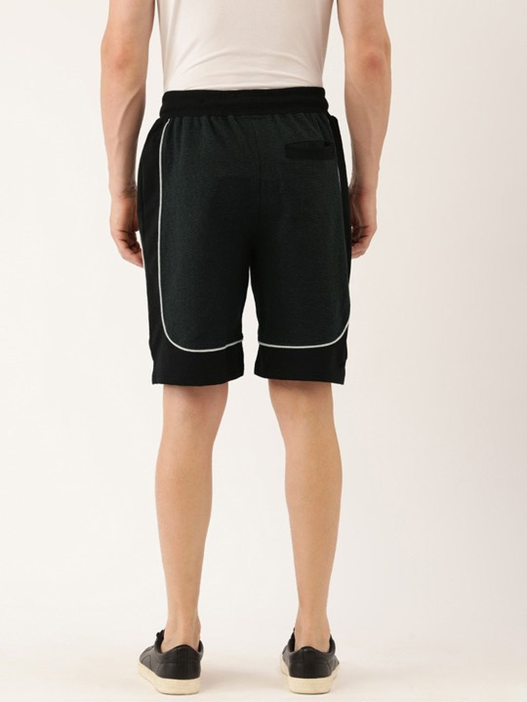 Men Oliveblack Casual Terry Curved Side Shorts