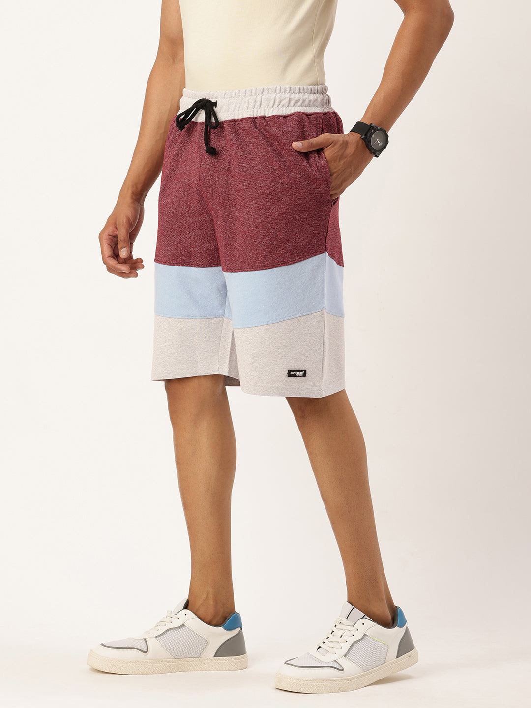 Men Winestu Casual Terry Cut & Sew Shorts