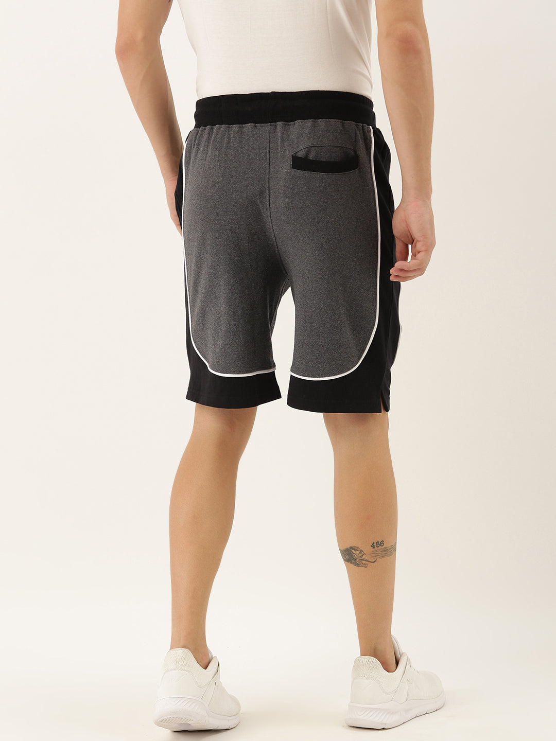 Men Melange Casual Terry Curved Side Shorts