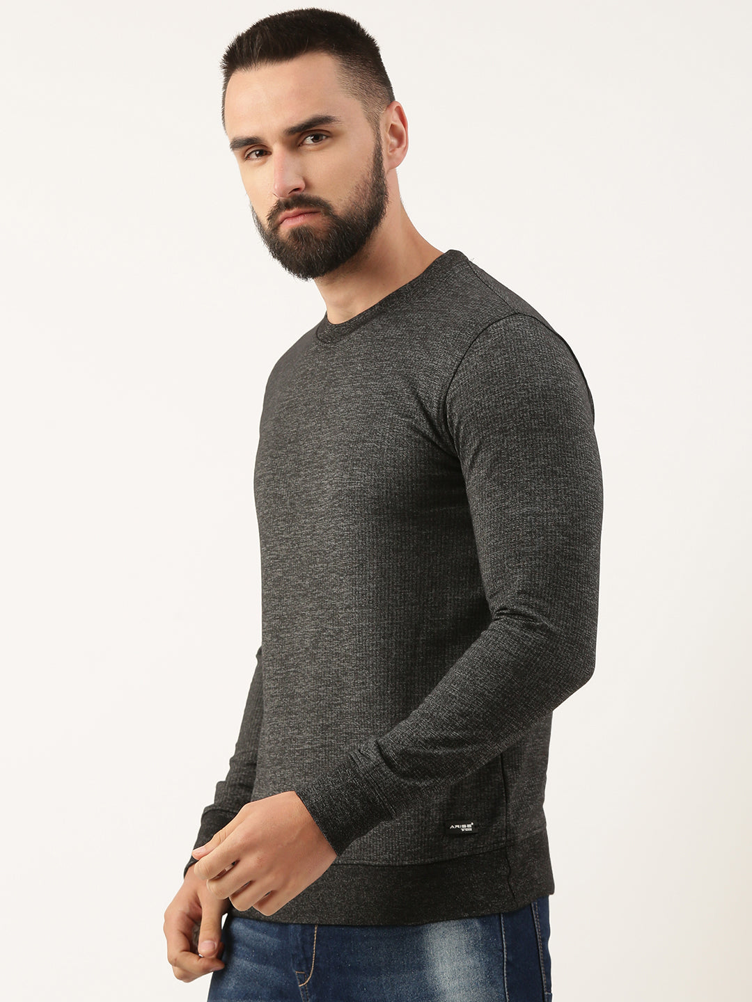 Men Black Solid Sweatshirt