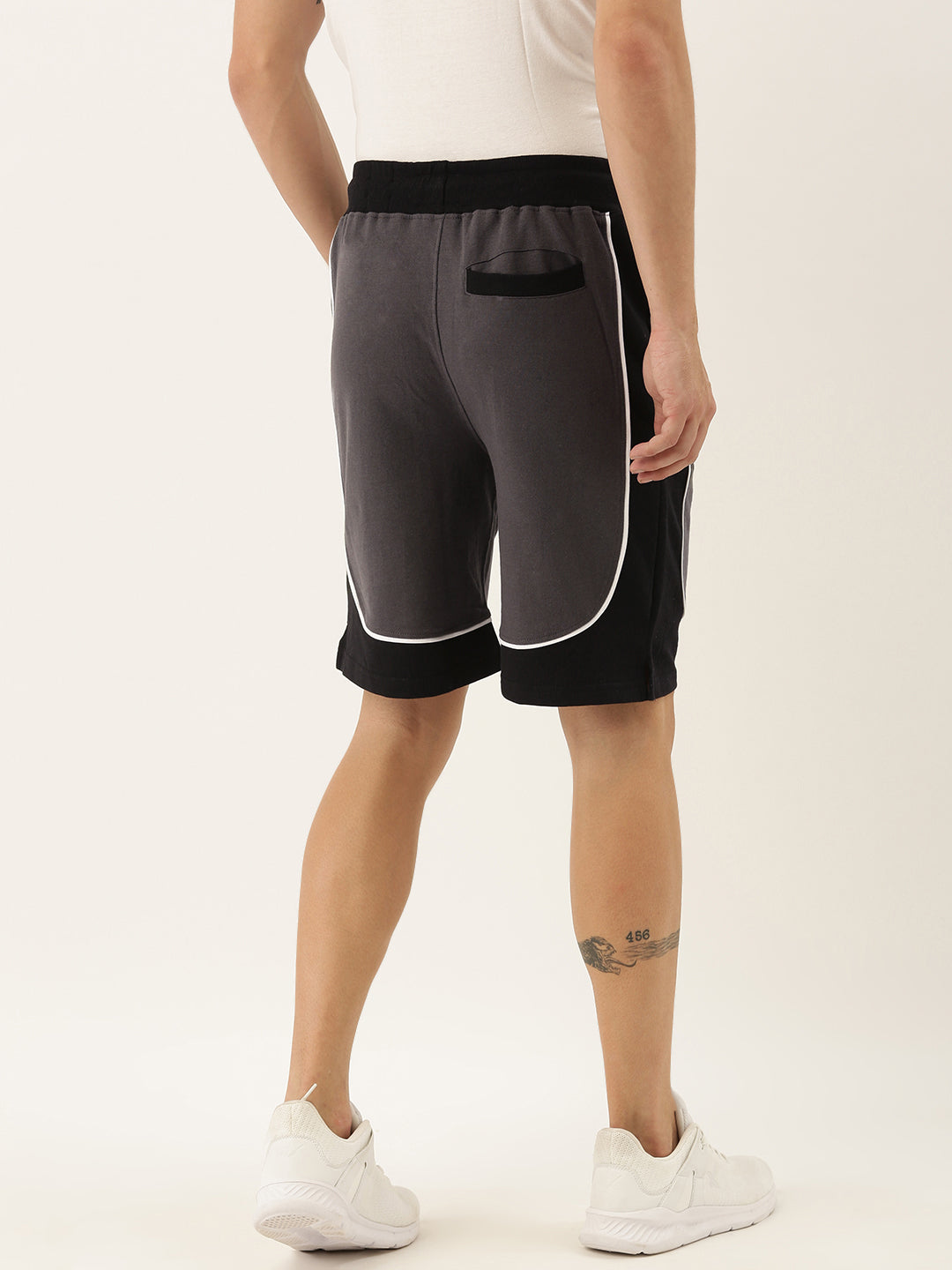 Men Grey Casual Terry Curved Side Shorts