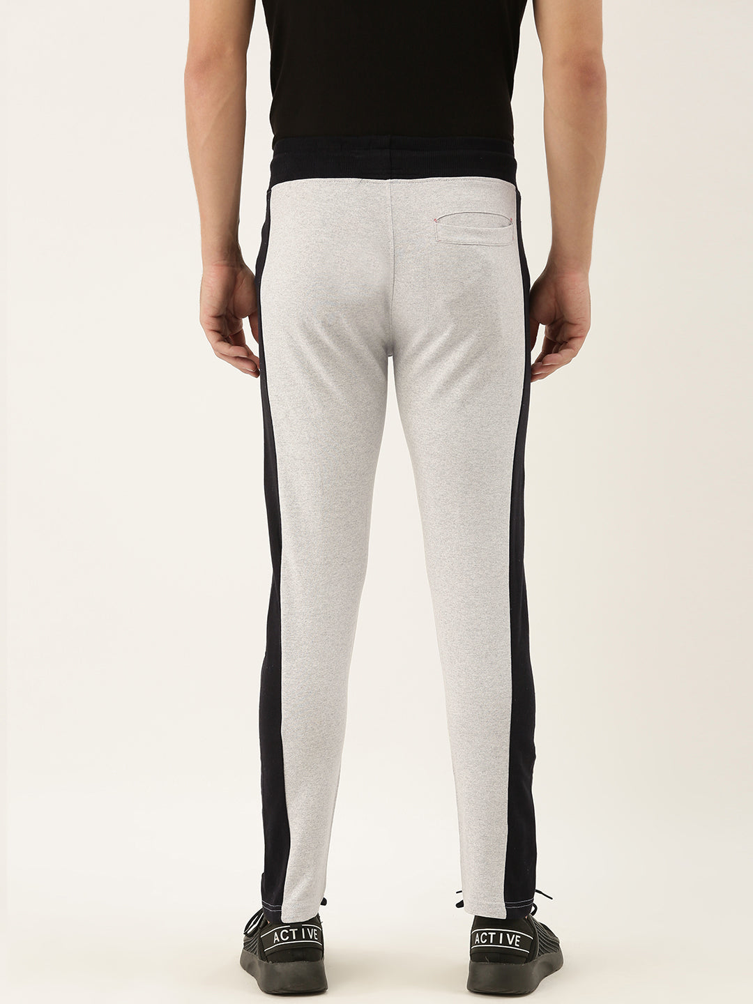 Men White Solid Side panel Track Pants