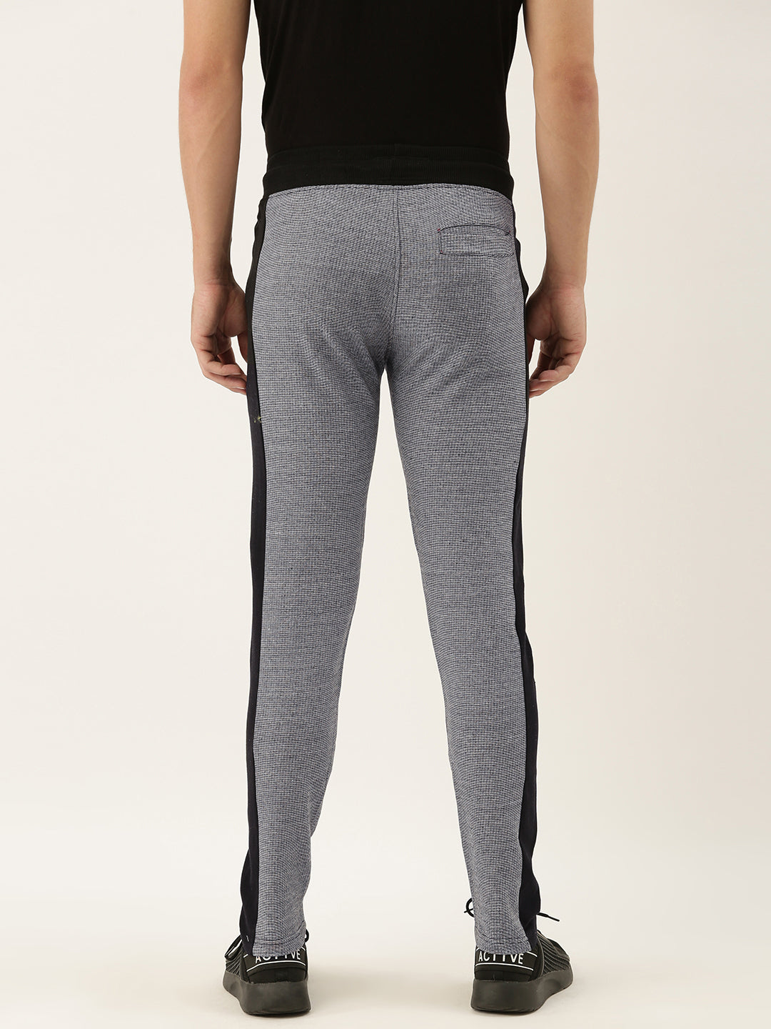 Men Whiteblack Solid Side panel Track Pants