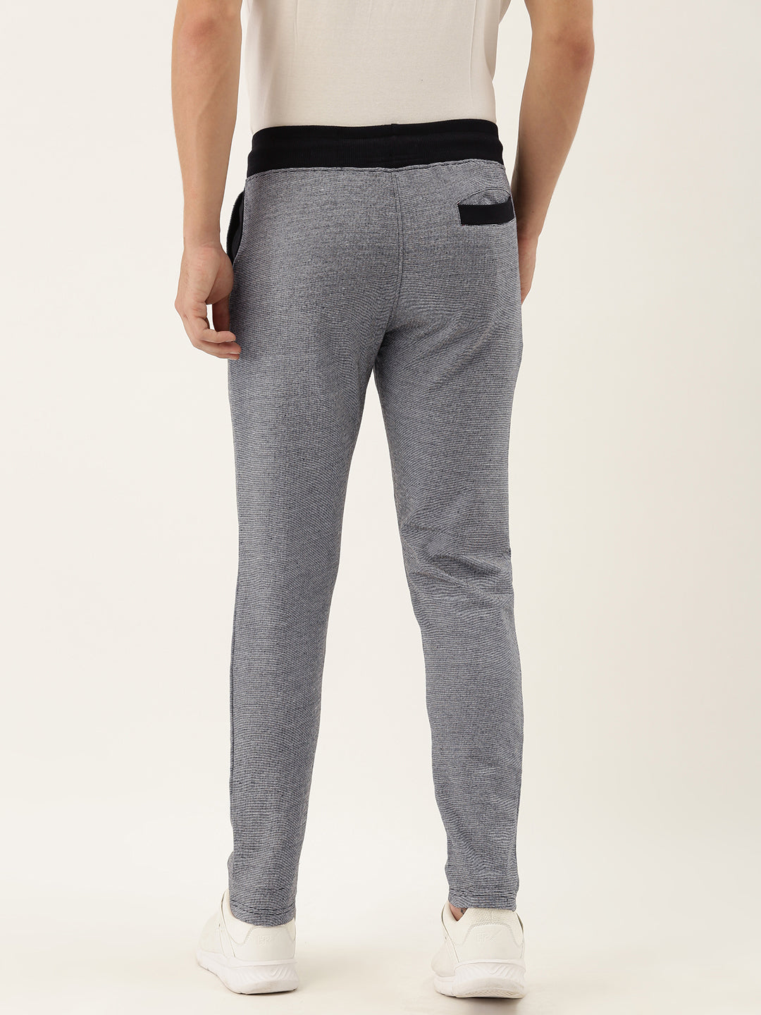 Men Whiteblack Solid Track Pants