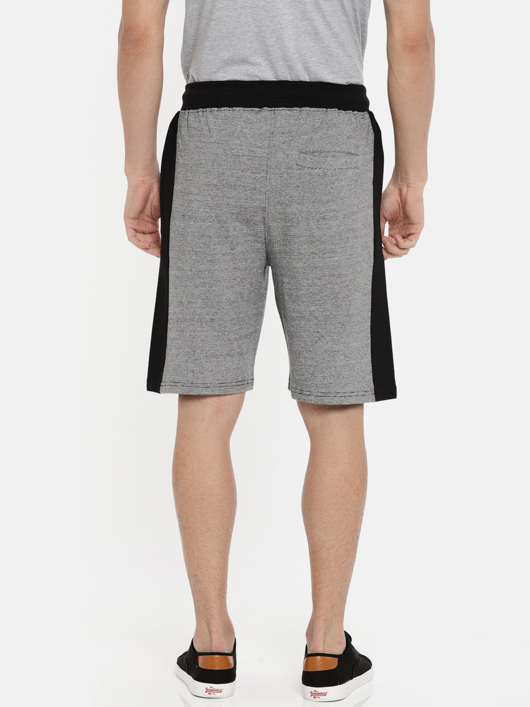 Men Whiteblack Casual Terry Side Panel Shorts