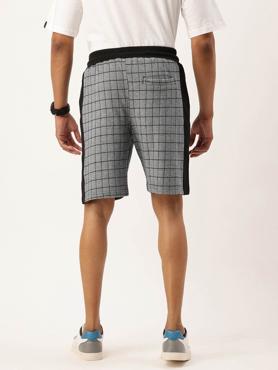 Men Navychk Casual Terry Side Panel Shorts