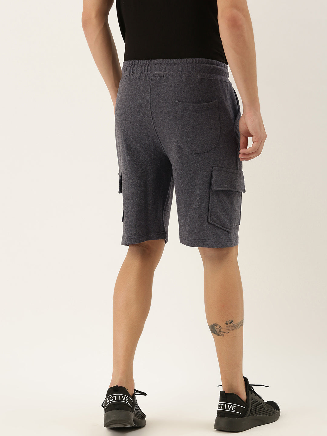 Men Melange Casual Terry Cargo Shorts