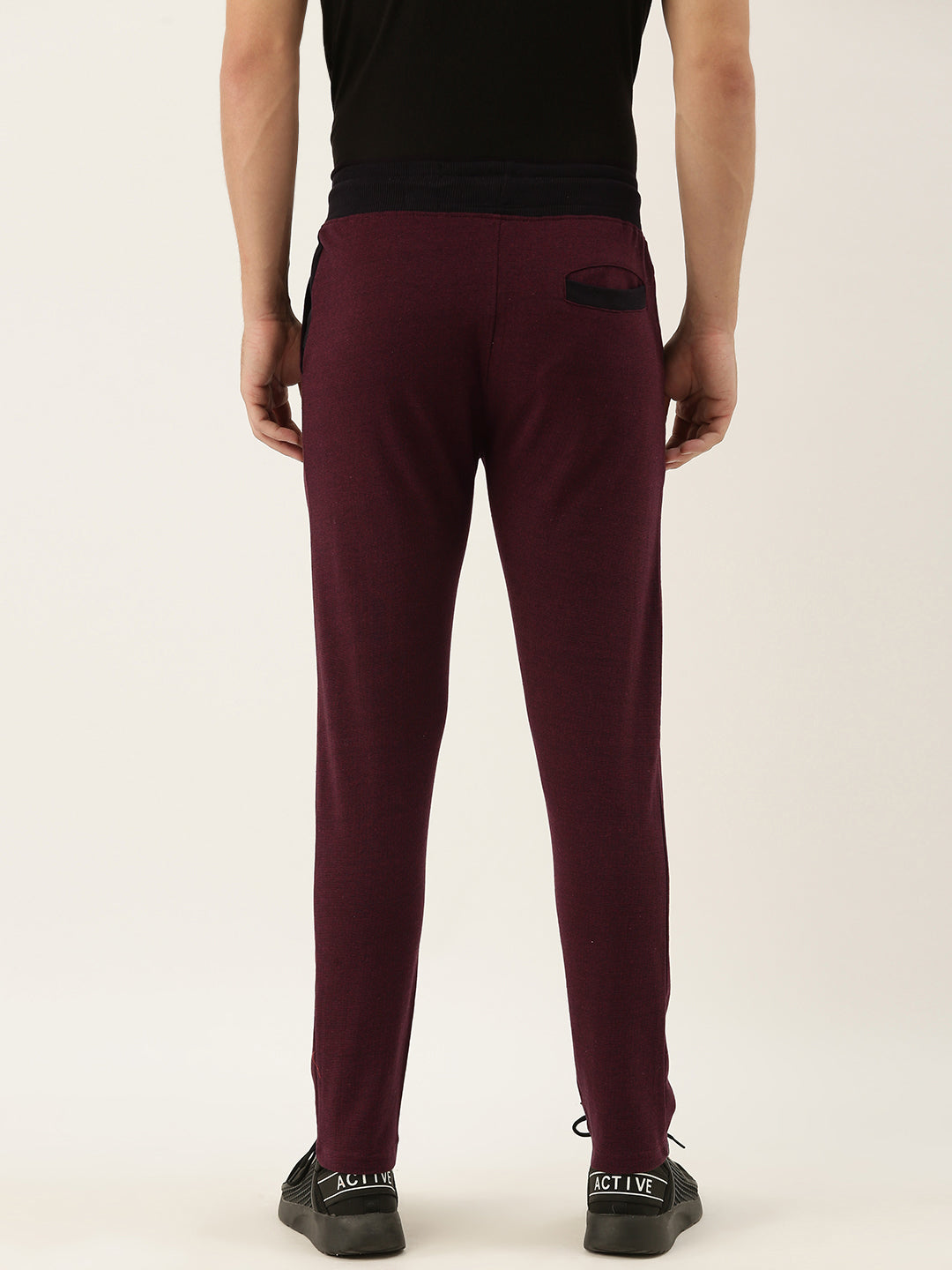 Men Blackwine Solid Track Pants