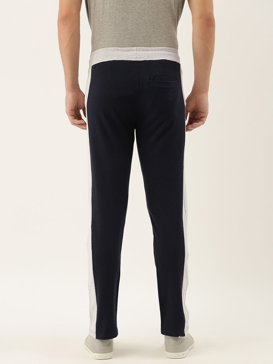 Men Blacknavy Solid Side panel Track Pants