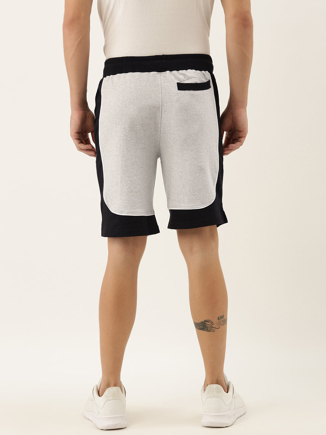 Men White Casual Terry Curved Side Shorts