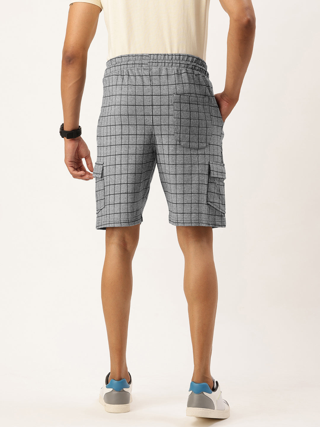 Men Navychk Casual Terry Cargo Shorts