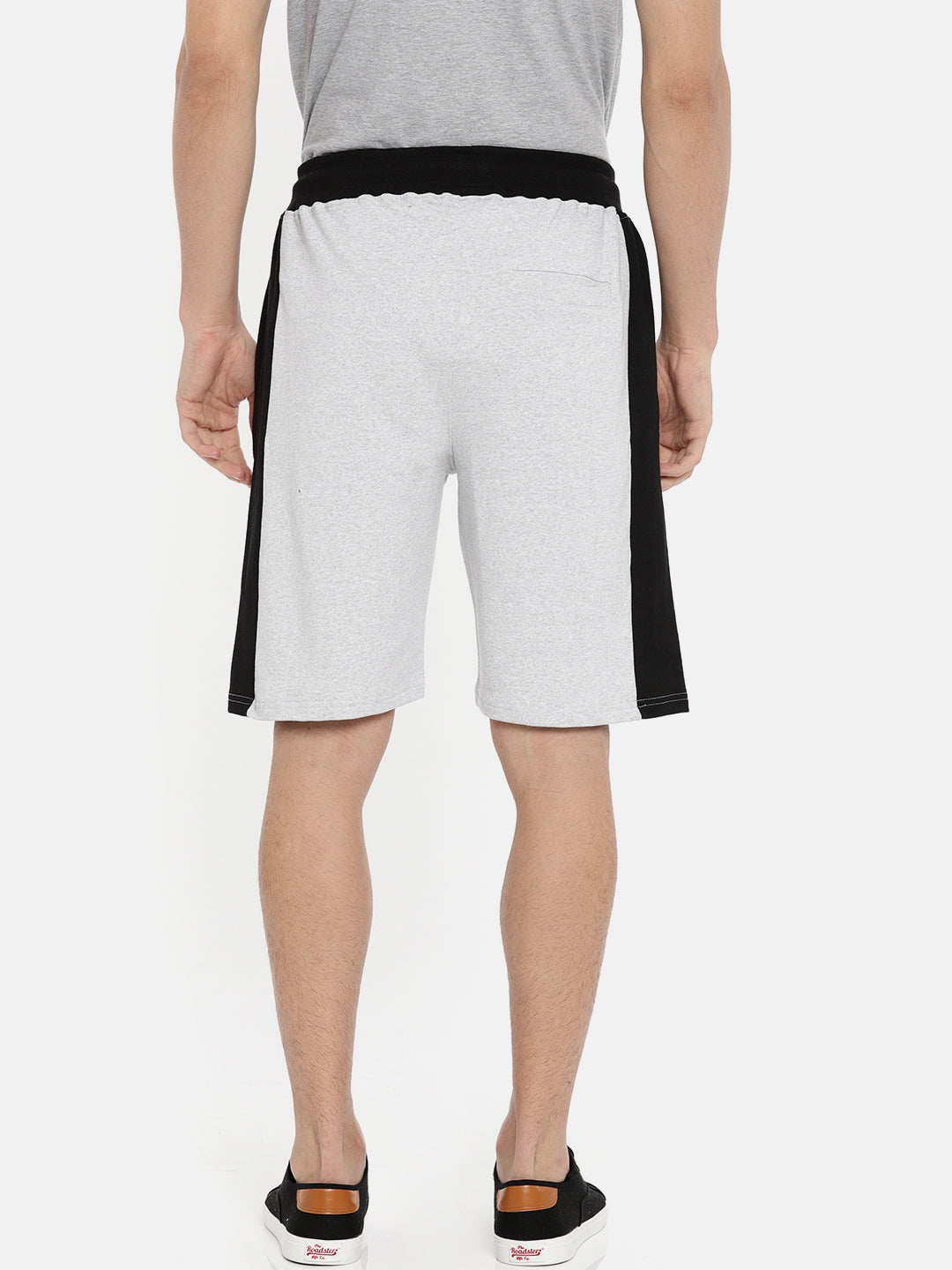 Men White Casual Terry Side Panel Shorts