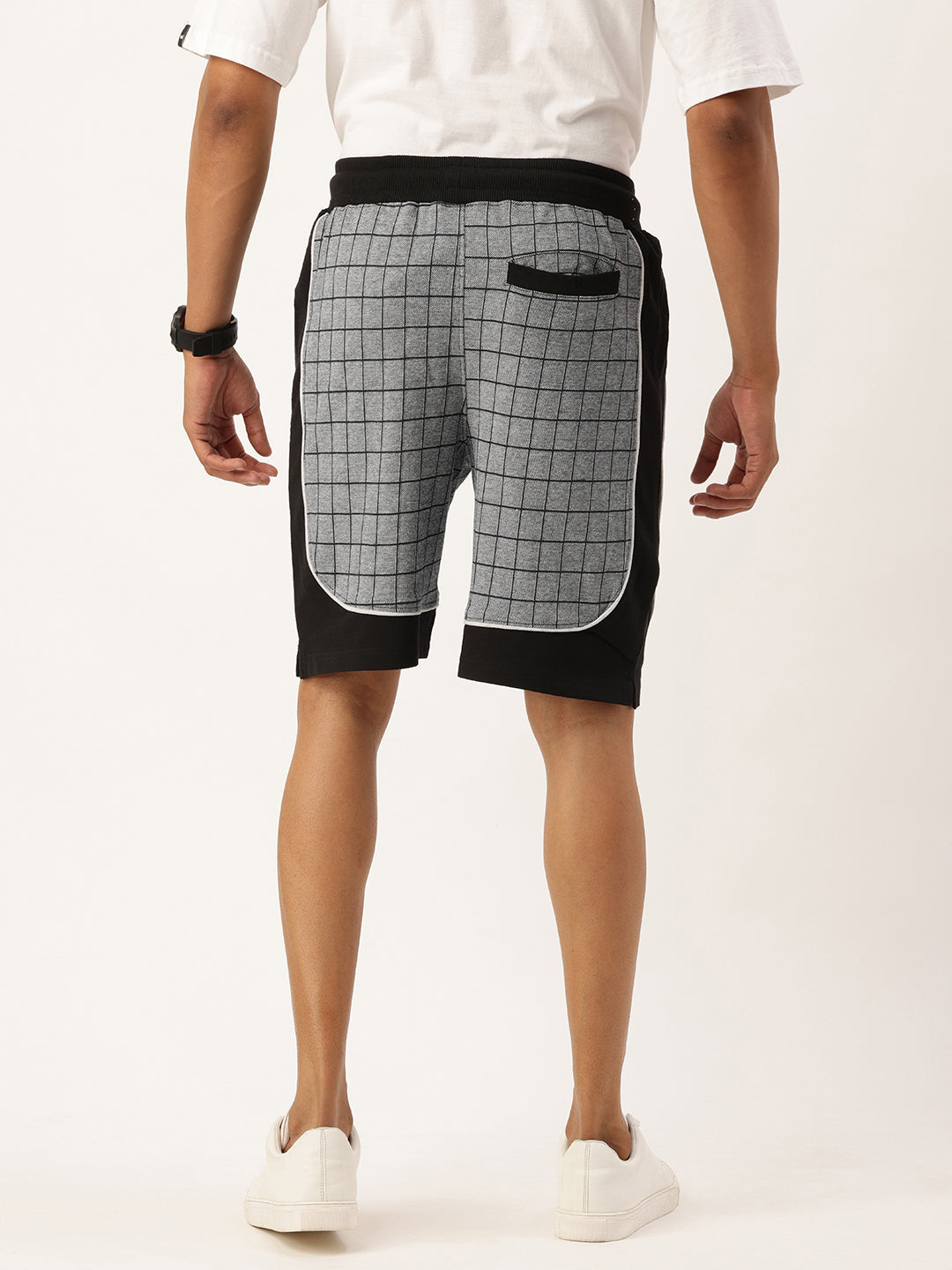 Men Navychk Casual Terry Curved Side Shorts