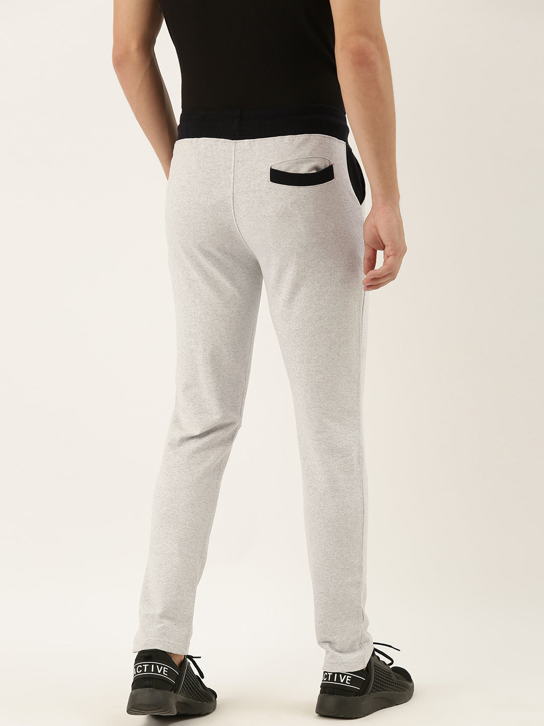 Men White Solid Track Pants