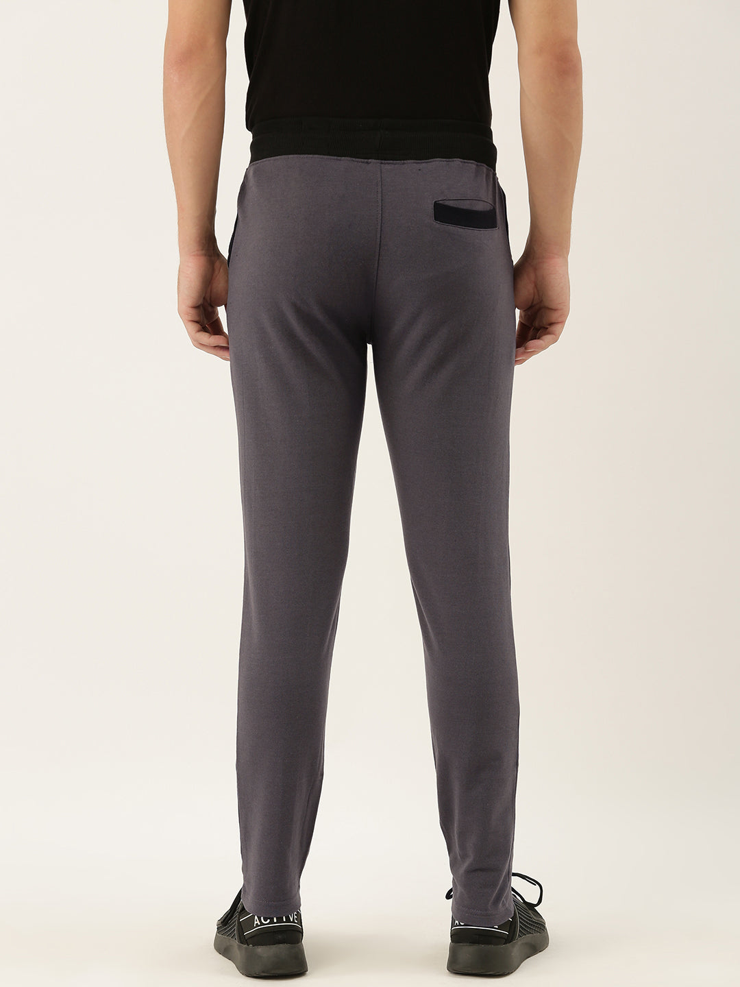 Men Grey Solid Track Pants