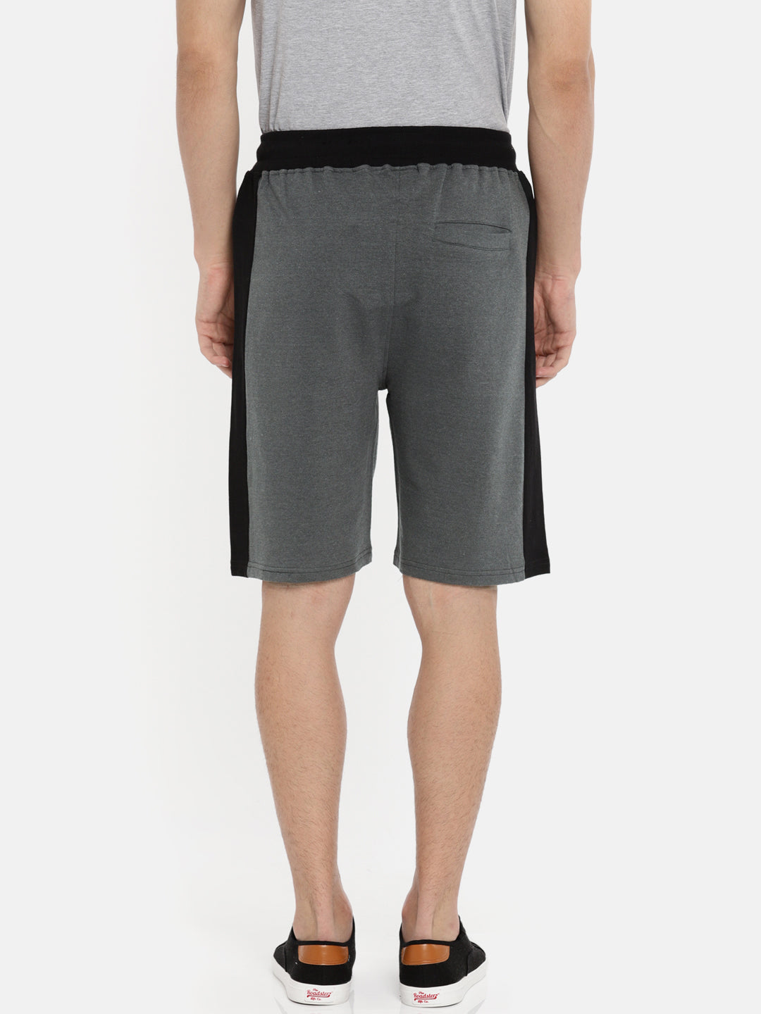 Men Grey Casual Terry Side Panel Shorts