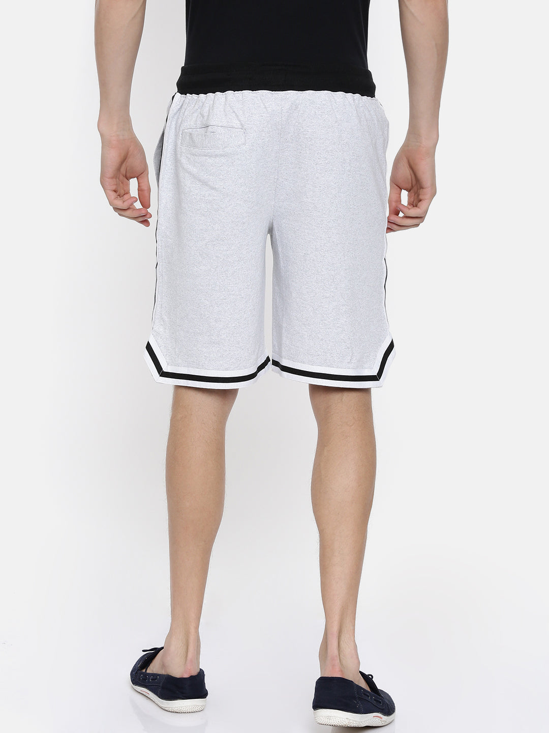 Men White Casual Terry Ribbon Shorts