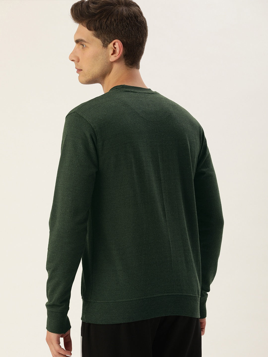 Men Oliveblack Solid Sweatshirt