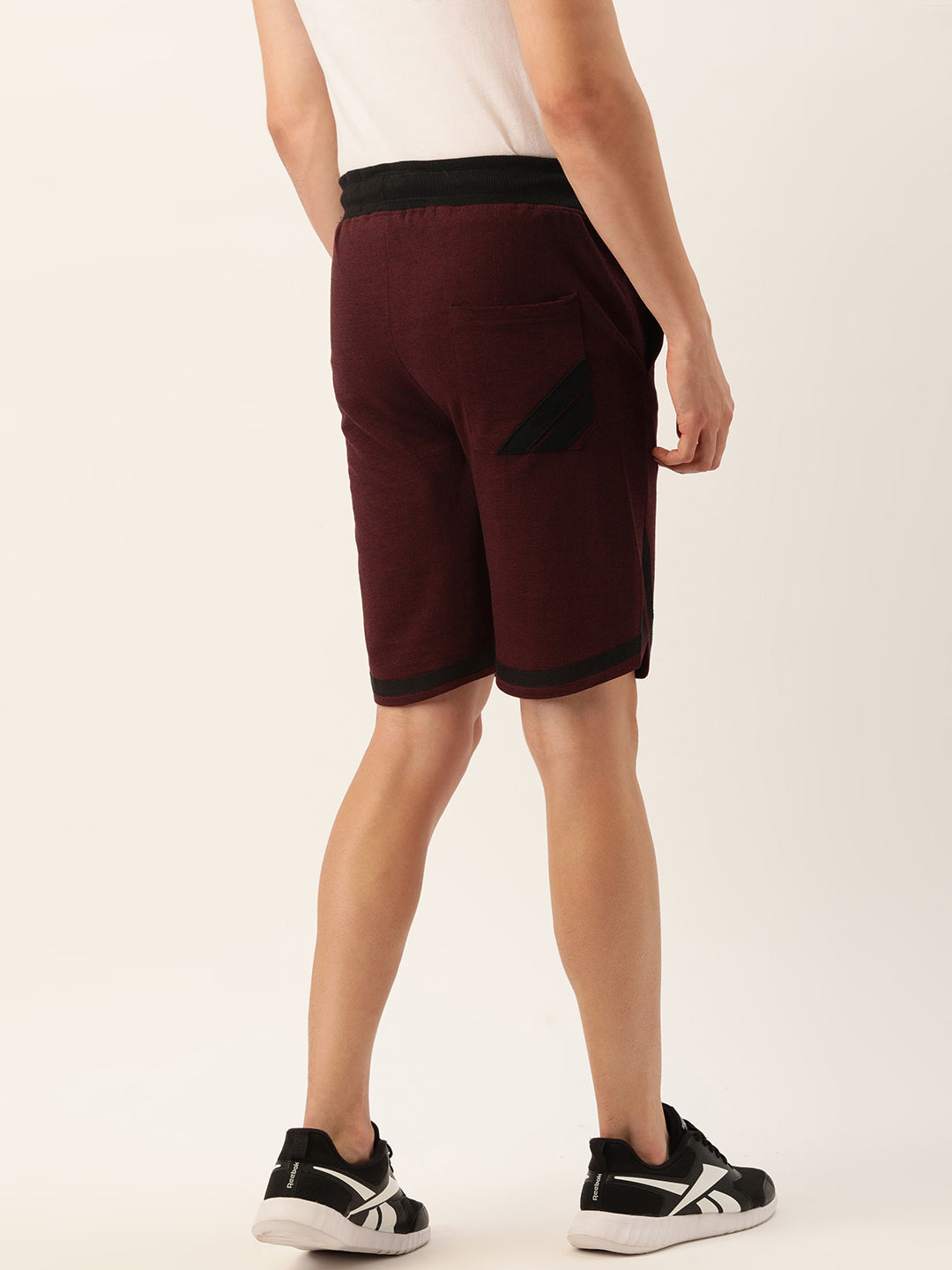 Men Blackwine Casual Curved Hem Terry Shorts