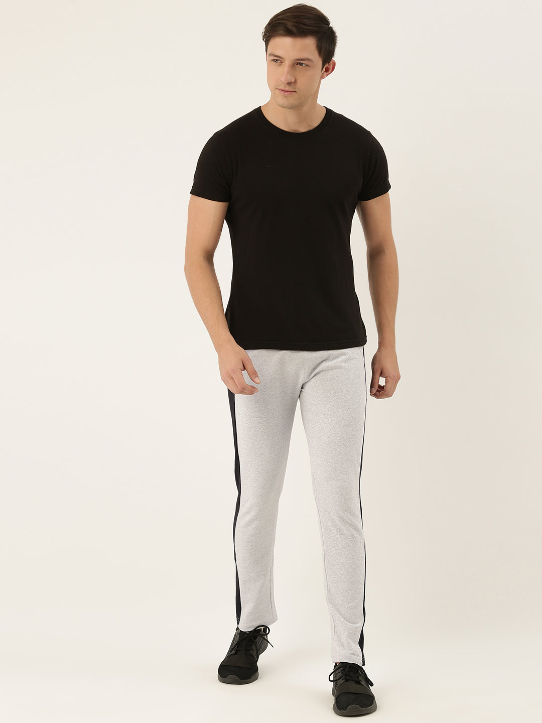 Men White Solid Side panel Track Pants