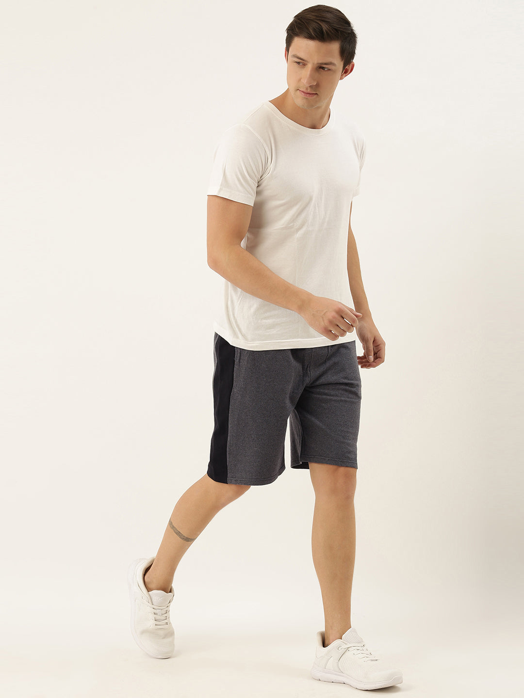 Men Melange Casual Terry Side Panel Shorts