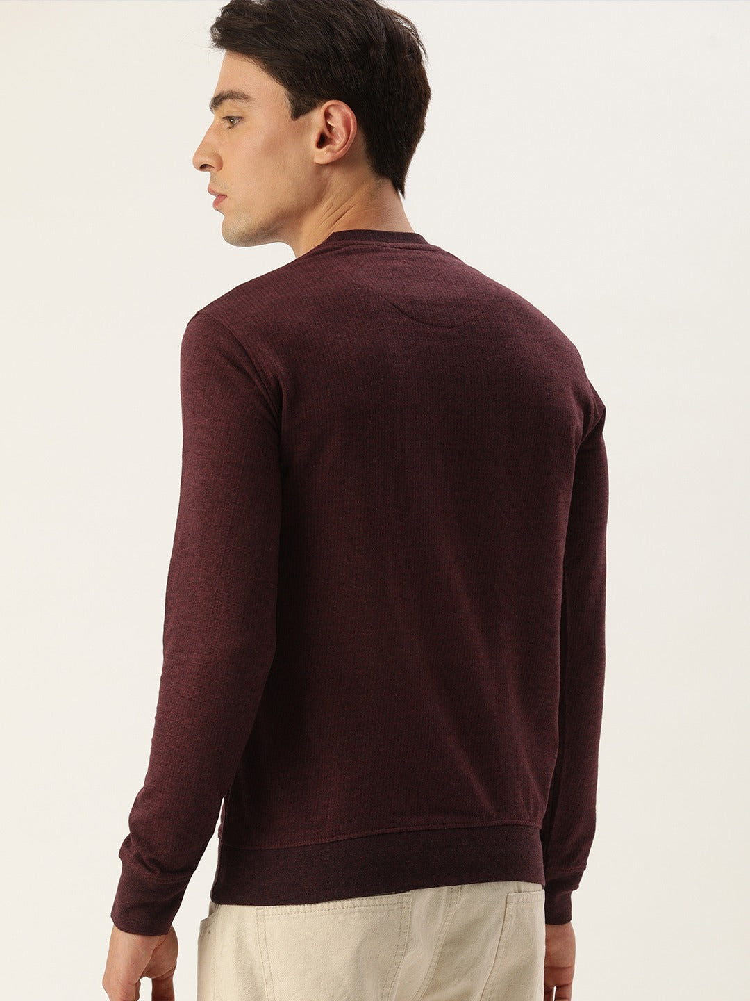 Men Blackwine Solid Sweatshirt