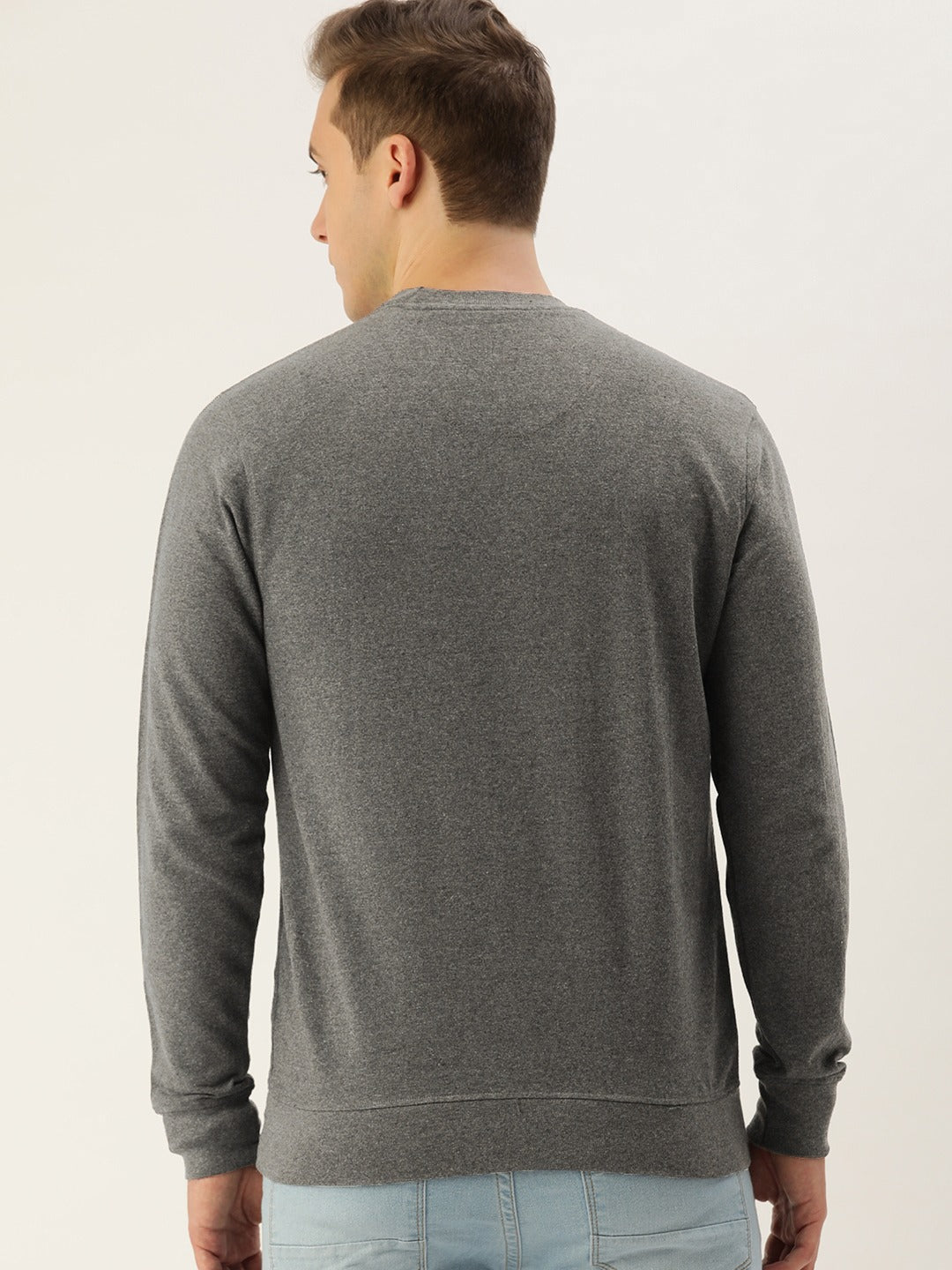 Men Melange Solid Sweatshirt