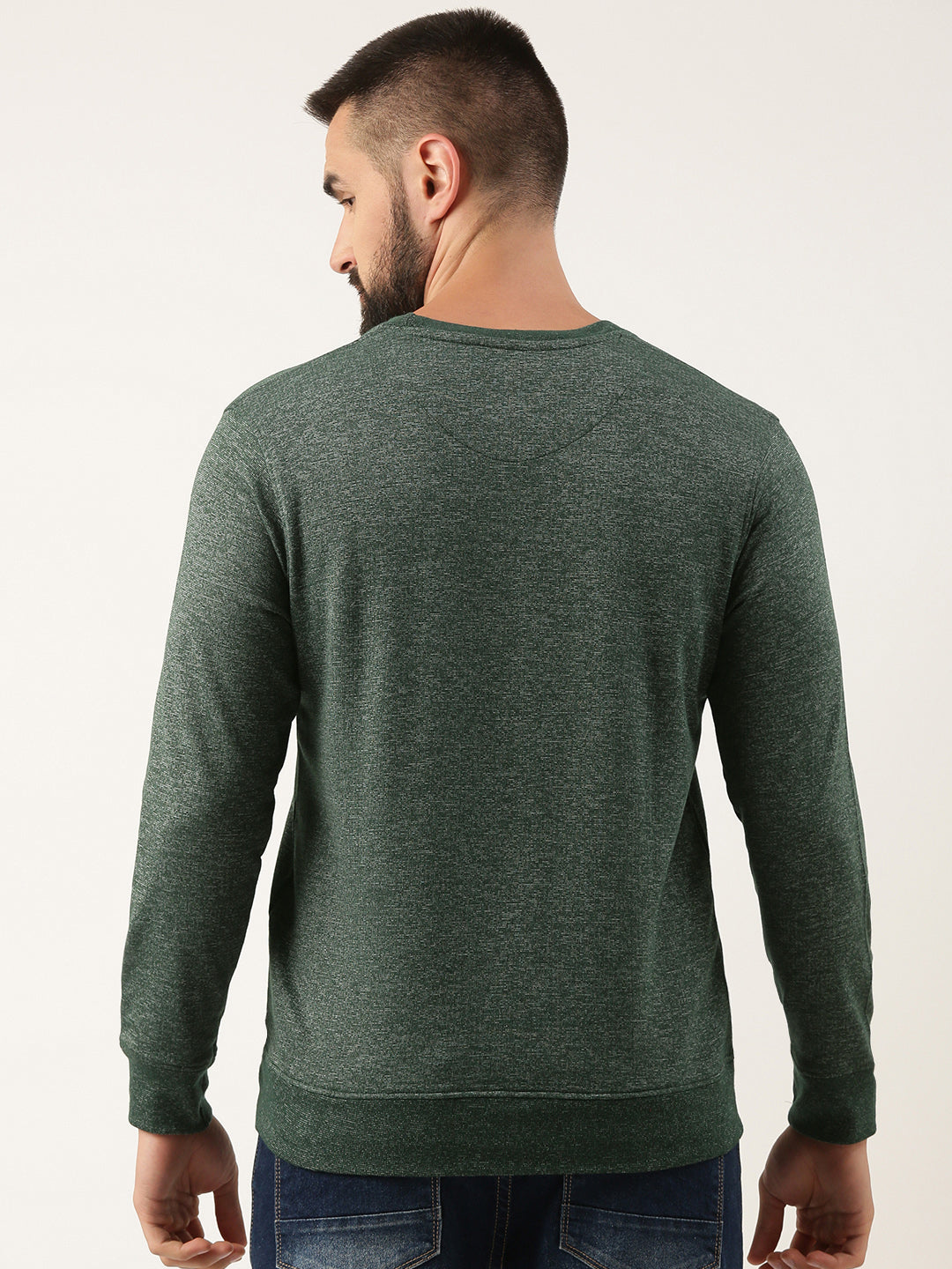 Men Olive Solid Sweatshirt