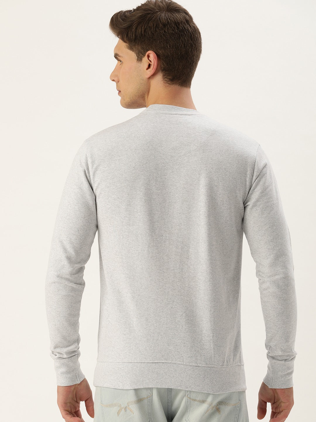 Men White Solid Sweatshirt