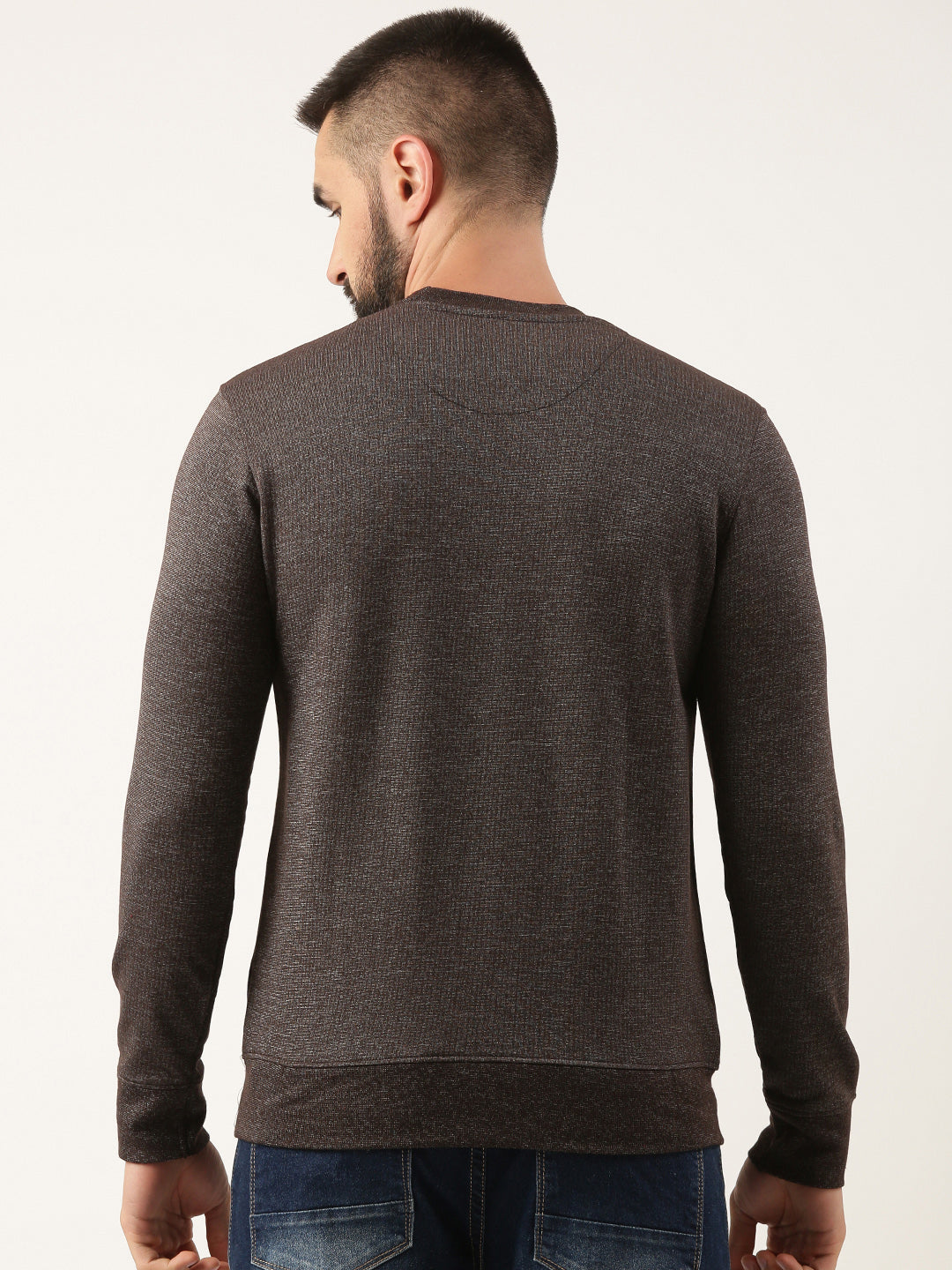 Men Brown Solid Sweatshirt