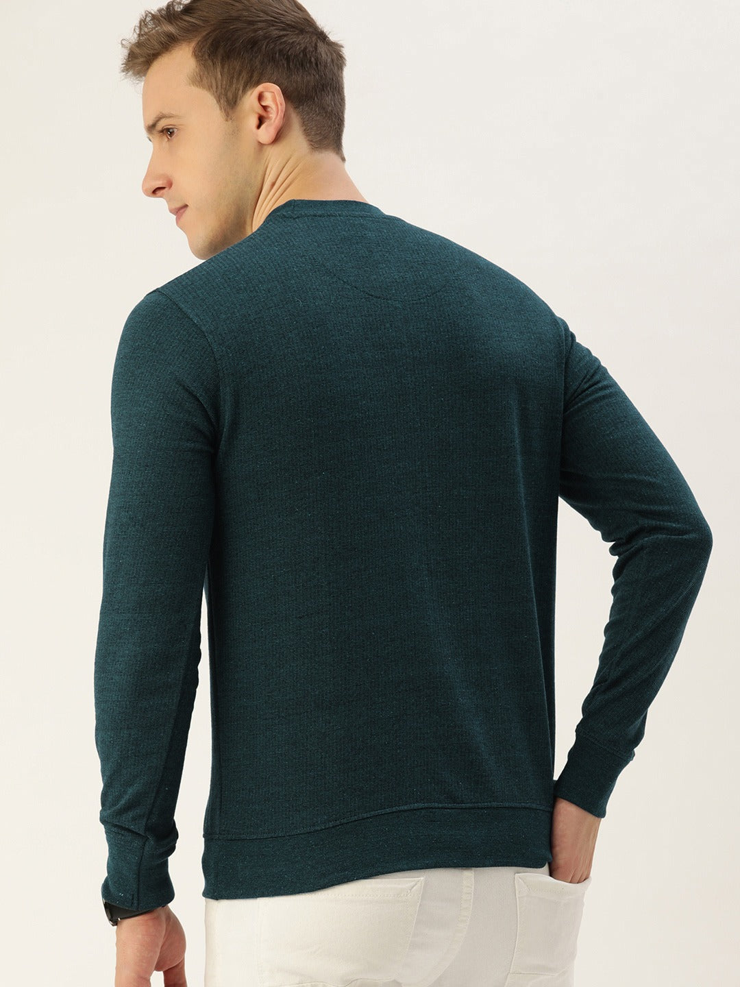 Men Blackteal Solid Sweatshirt