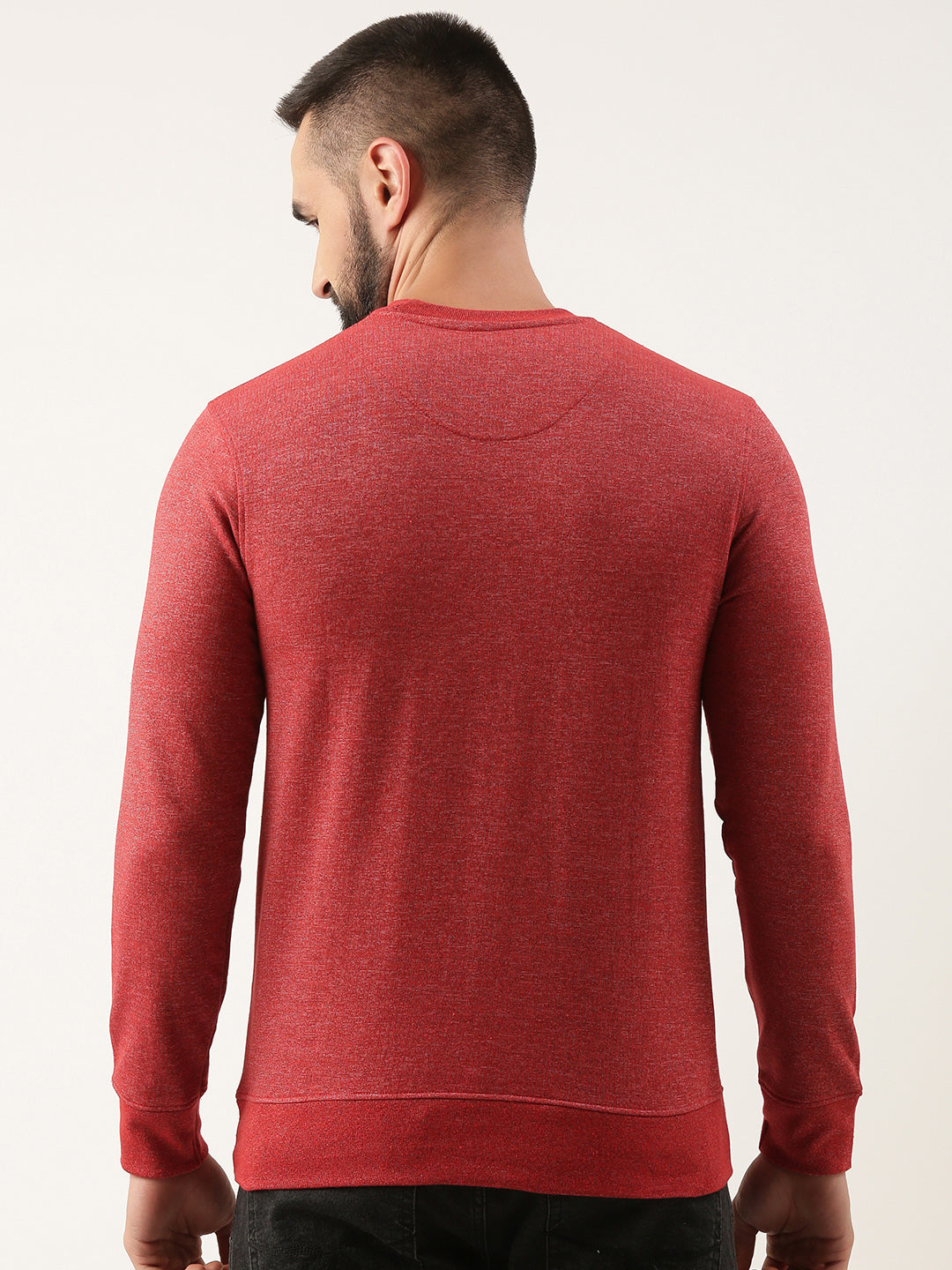 Men Red Solid Sweatshirt