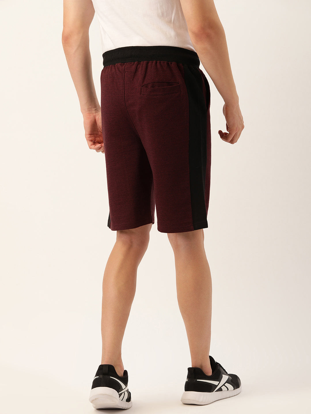 Men Balckwine Casual Terry Side Panel Shorts