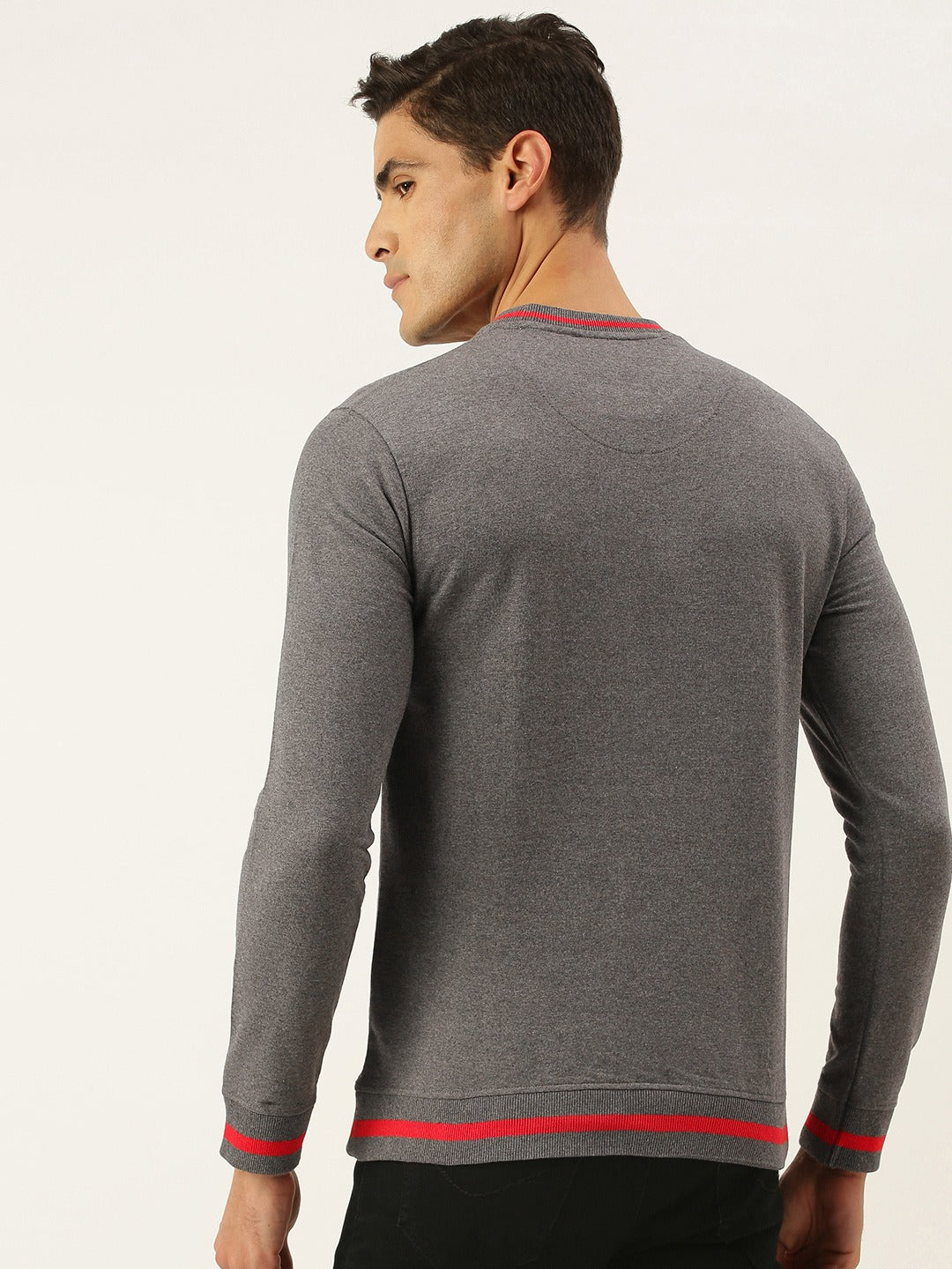 Men Melange Solid Tipping Rib Sweatshirt